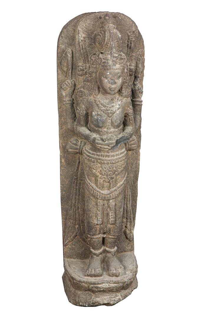 Javanese volcanic stone figure of the four-armed Parvati (1 of 2)