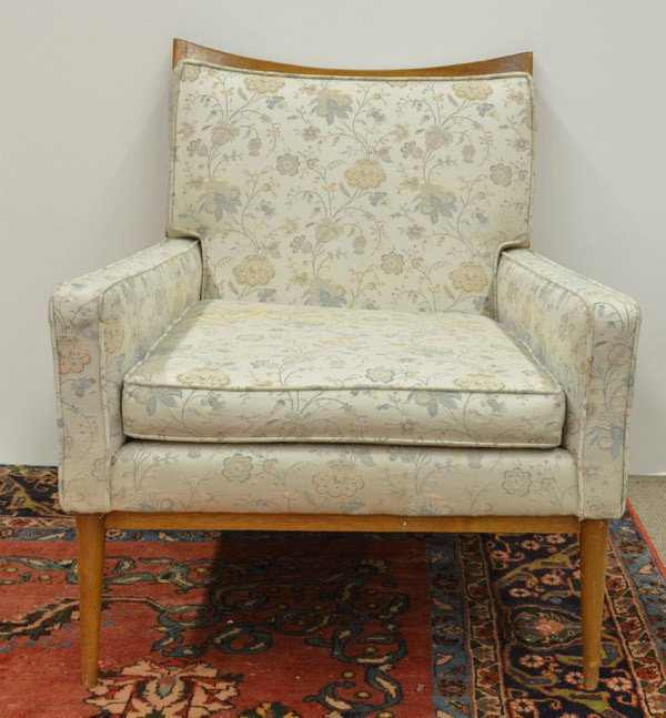 Paul McCobb club chair for directional: Paul McCobb club chair for Directional, circa 1950, club chair no. 1322, unmarked, with original floral upholstery, 32''h x 29''w x 30'd