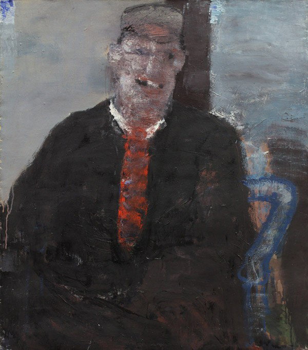 Painting, Tomas Rossi, WWI Soldier: Unframed (stretched) oil on canvas, Portrait of WWI Soldier, c. 1980, by Tomas Rossi (Czechoslovakian/Italian, b. 1955), bears address verso, overall: 28''w x 32''h