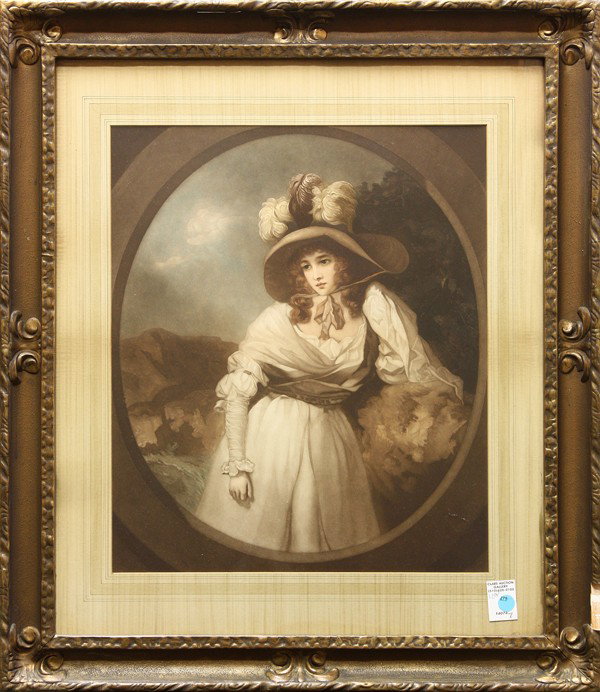 Mezzotints, Lady Castlereagh, after Thomas Lawrenc: (Lot of 2) Framed mezzotints, ''Lady Castlereagh,'' by E. Jowett, after Sir Thomas Lawrence, pencil signed ''L. Birsiere'' lower right, blindstamped lower left, Arthur Ackermann Gallery, Chicago, Illi
