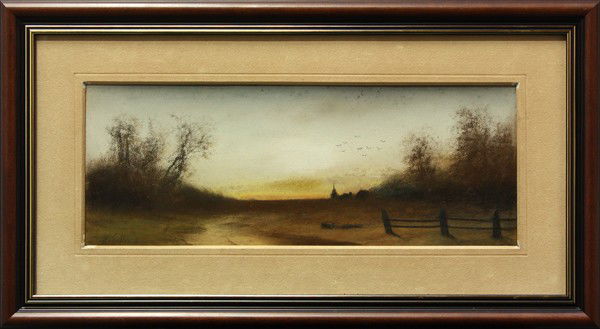Pastel, William Hunt, Twilight: Framed pastel, Twilight, by William S. Hunt (British, 19th/20th centuries), signed ''W.S. Hunt'' lower left, overall: 14''h x 25''w