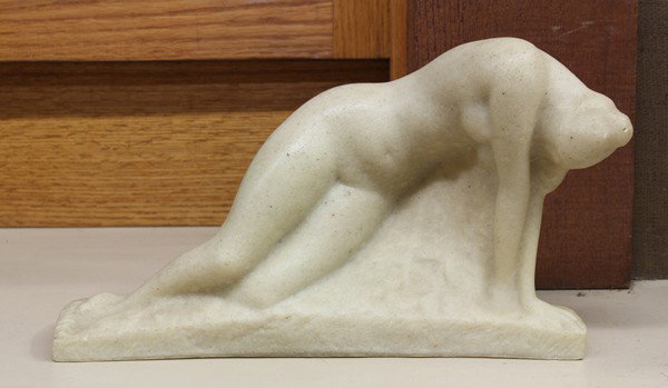 Sculpture, Reclining Nude: Carved composite sculpture, Reclining Nude, Continental School, 20th century, unsigned, overall: 7.25''h x 11.75''w x 3''d