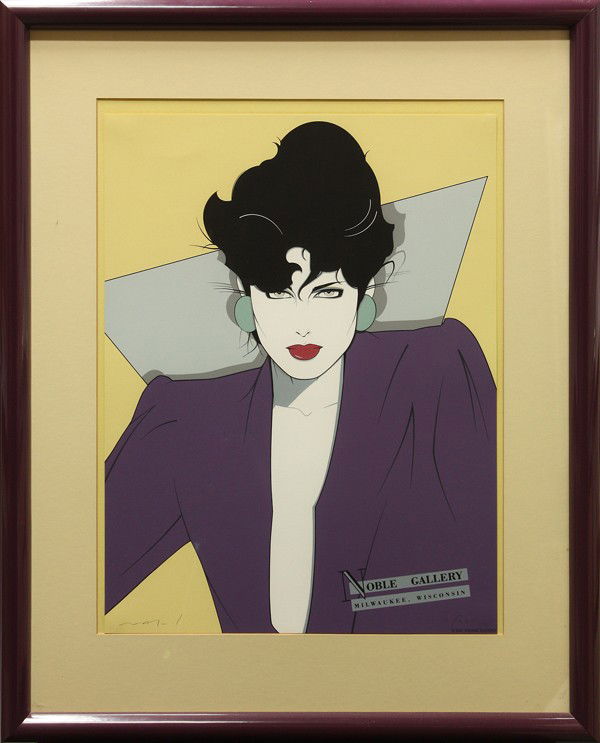 Prints by Patrick Nagle: (Lot of 2) Framed silkscreens, ''The Piedmont Book Company'' and ''Yochum-Kay, Los Angeles, San Francisco,'' by Patrick Nagel (Californian, 1945-1984), each signed in pencil, largest overall: 31''h x