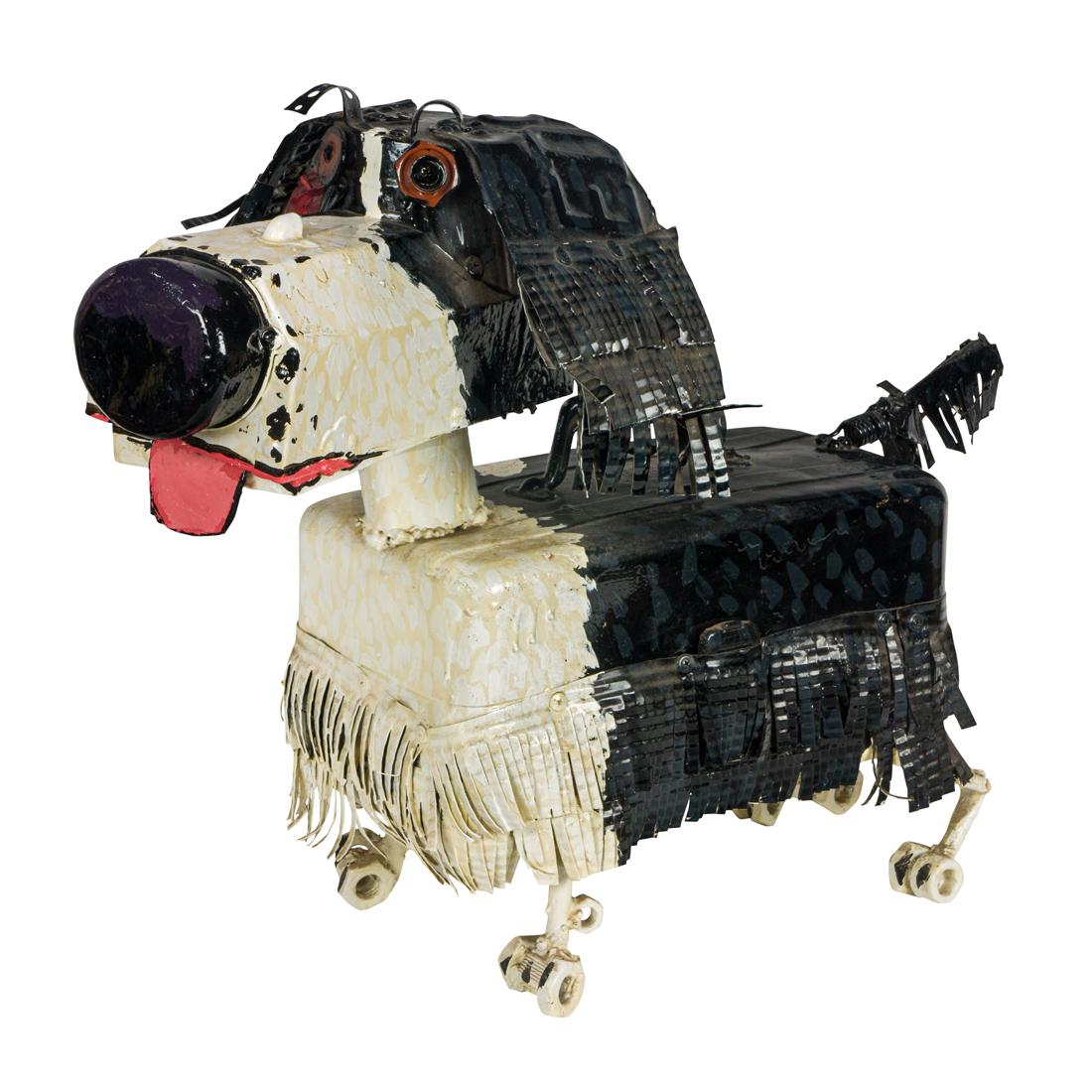 Sculpture, Patrick Amiot: Patrick Amiot (Canadian, b. 1960), "Springer Spaniel," 2007, found object painted metal sculpture, initialed and dated, overall: 20"h x 12"w x 28"d