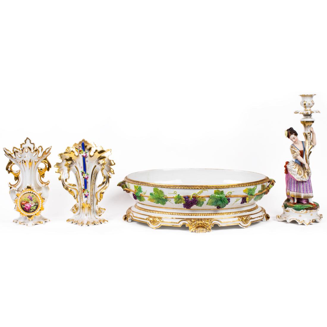 (Lot of 4) Group of Paris and Continental porcelain table articles (1 of 6)