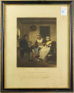 Prints, John Raphael Smith: (lot of 4) John Raphael Smith (British, 1751-1812), Four Prints after George Moreland, stipple engravings with color, signed in plate lower right, overall (with frame): 20"h x 15.5"w