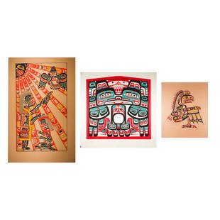 Prints, Tony Hunt: (lot of 3) Tony Hunt (Kwakwaka'wakw/Canadian, 1942-2017) Kwagiulth Prints, serigraphs, pencil signed, sheet (unframed, largest): 26.5"h x 17"w