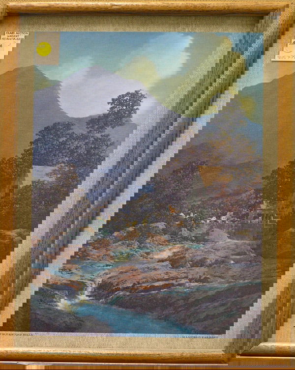 Maxfield Parrish Prints: (lot of 3) framed mid-century offset Maxfield Parrishprints, all frames: 13'' x 17''