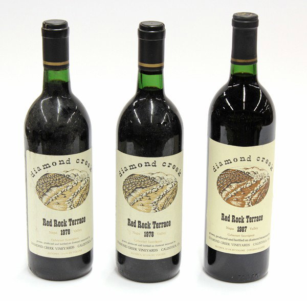 Diamond Creek Red Rock Terrace: (lot of 3) Two 1978 and one 1987 Diamond Creek Red Rock Terrace Cabernet Sauvignon, Napa Valley, California, 750ml
