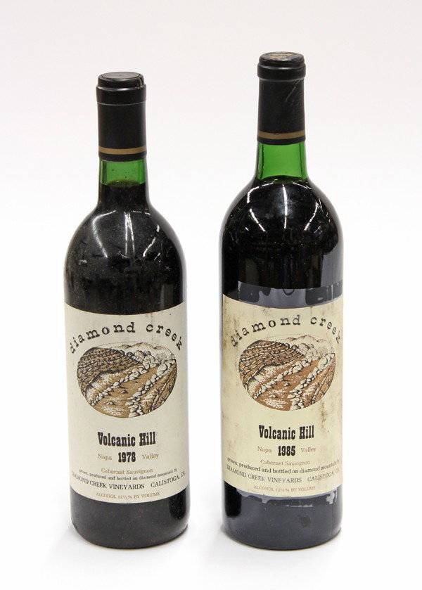 Diamond Creek Cabernet Sauvignon: (lot of 2) One bottle of 1978 and one bottle of 1985 Diamond Creek Volcanic Hill Cabernet Sauvignon, Napa Valley, 750ml