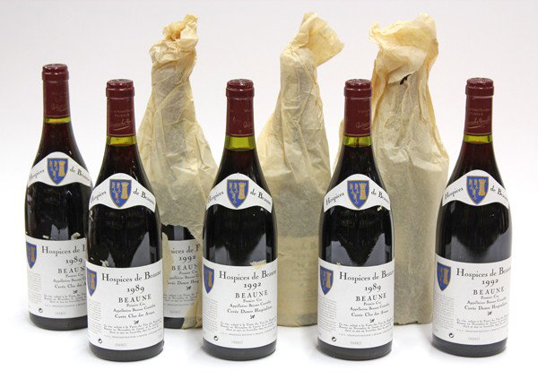 Hospices de Beaune, France group: (lot of 8 bottles) Hospices de Beaune consisting of 3 1989 Beaune Cuvee Clos des Avaux, and 5 bottles of 1992 Cuvee Dames Hospitalieres, France, 750ml