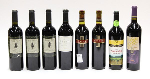 California Zinfandel group: (lot of 8 bottles) California Zinfandel conisisting of one 1998 and two 1997 Easton Shenandoah Valley CA, two 1994 Tria Napa Valley, one 1996 Michael Scott Dry Creek Valley, and one 2000 D Cubed Howel