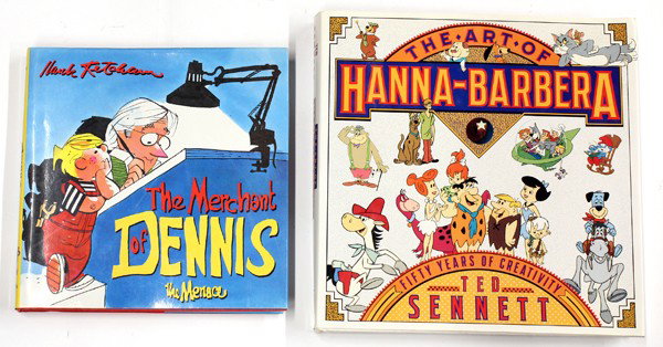Dennis the Menace & Hanna-Barbera signed books: (lot of 2) Two associated autographed animation books, including The Art of Hanna-Barbera, Fifty Years of Creativity, signed and inscribed by Bill Hanna and Joe Barbera, Viking Studio Books, together 