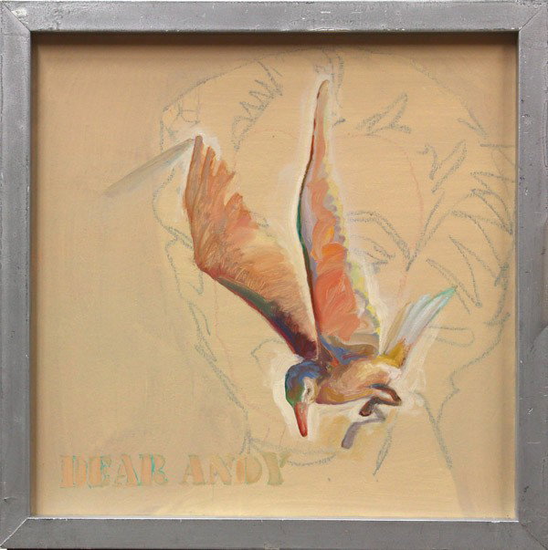 Painting, Mel Smothers, Dear Andy #175: Framed oil on canvas, ''Dear Andy #175,'' 2010, by Mel Smothers (American, b.1947), titled lower left, signed and titled verso, canvas: 24''h x 24''w, overall: 27''h x 27''w