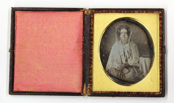 Daguerreotype, attributed to Plumbe, Portrait of: Cased sixth plate daguerreotype, Young Girl with Folded Hands, c. 1845, attributed to Plumbe Studios, Philadelphia, Pennsylvania (John Plumbe, American, 1809-1857), overall: 3.5''h x 3''w