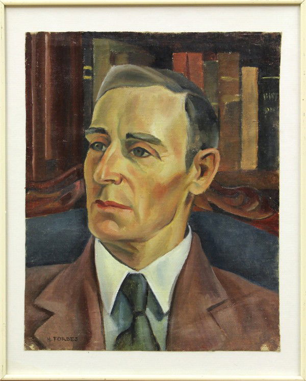 Painting, Helen Forbes, Portrait of Man: Framed oil on canvas, ''Portrait of Man'', 1933, by Helen Forbes (Californian, 1891-1945), signed ''H. Forbes'' lower left, 20''h x 16''w