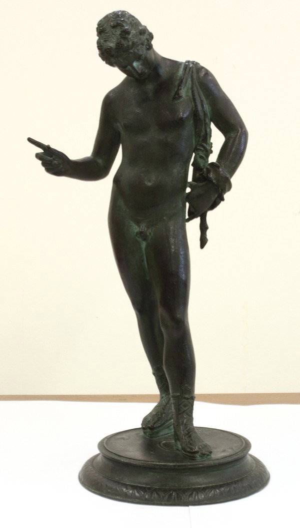 Bronze, Classical Standing Male Nude, 19th c.: Bronze sculpture, Classical Standing Male Nude, Continental School, 19th century, unsigned, overall: 13.75''h x 6''w x 6''d