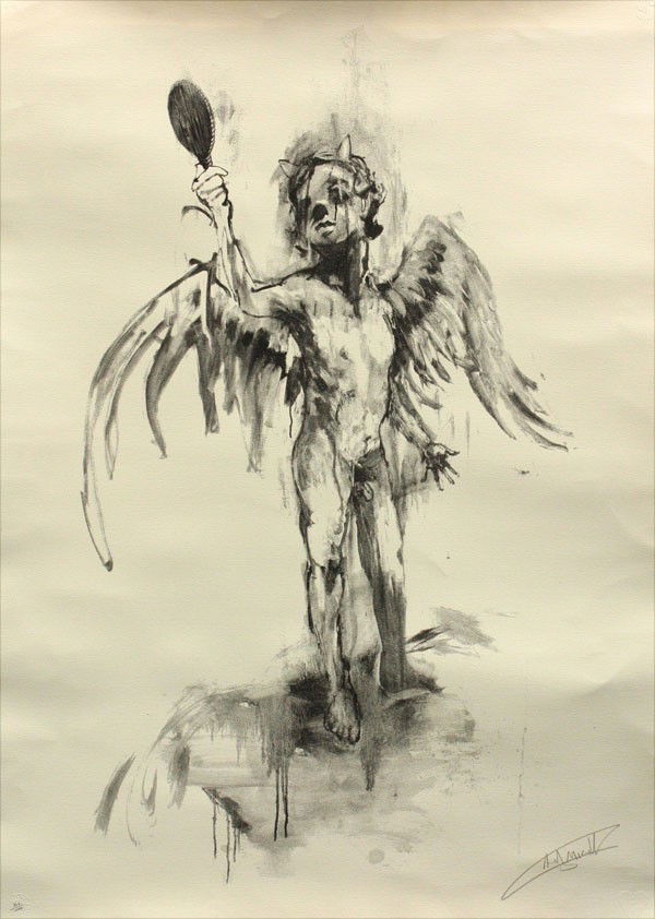 Lithograph, Antony Micallef, god i want to be bad: Unframed lithograph, ''God I Want to be Bad,'' 2007, by Antony Micallef (British, b. 1975), published by Pictures on Walls, signed ''Antony Micallef'' lower right in pencil, pencil numbered 822/1000,