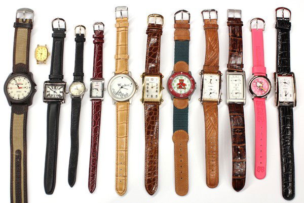 Collection of miscellaneous watches and straps: Collection of watches and straps, by various makers including;, Swatch, Skagen, Seiko, Polini, Pedre, Sharp, Tissot, Hello Kitty, Timex, Fossil, Elgin, Charles Hubert and more