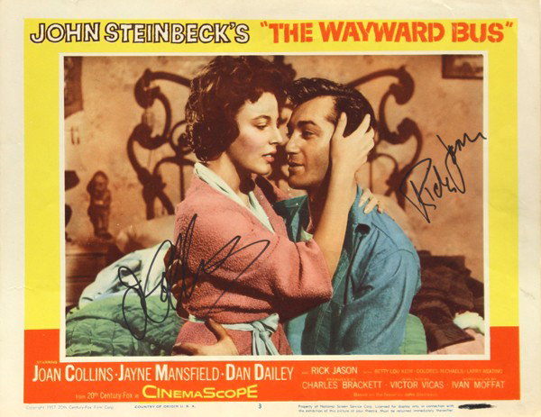 Hollywood autographed lobby cards: (lot of 10) Associated movie star autographed lobby cards, including The Accused, signed by Robert Cummings; The Accused, signed by Loretta Young; Cry Terror!, signed by Rod Steiger; ''It Happens ever