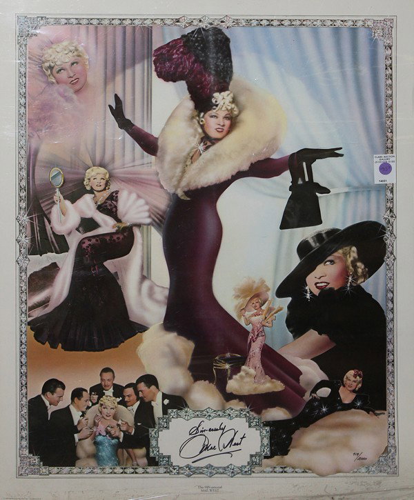 Mae West autographed color lithograph: Mae West autographed color lithograph, edition 719/2000, overall: 30'' x 24''