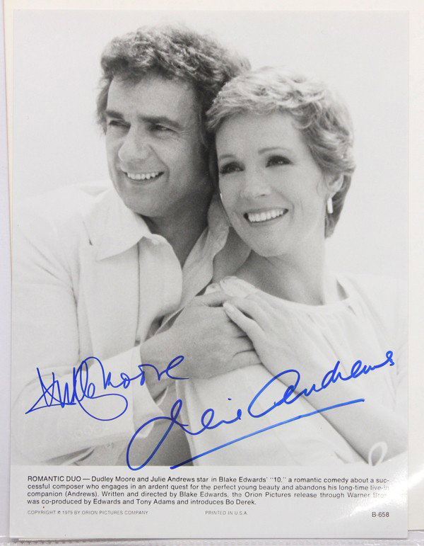 Autographed movie star photographs: (lot of 20) Associated autographed movie star photographs, including Racquel Welch, James Mason, Jamie Cromwell, Laura Linney, Robert Stack, etc. Each photograph measures 10'' x 8''