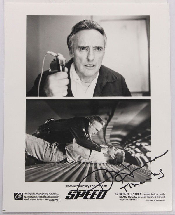 Autographed movie star photographs: (lot of 20) Associated autographed movie star photographs, including Kelly McGillis, Olivia Brown, Rachel York, Jamie Rose, Dennis Hopper, etc. Each photograph measures 10'' x 8''