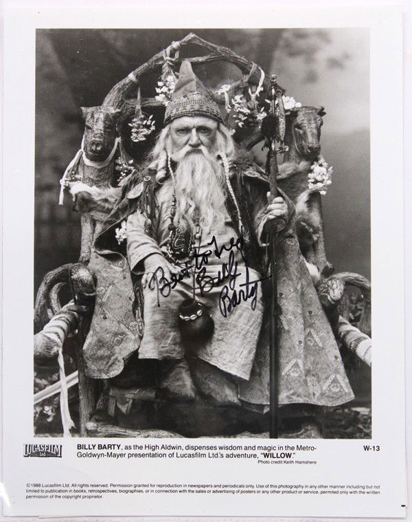 Autographed movie star photographs: (lot of 20) Associated autographed celebrity photographs, including Billy Barty, Milo O'Shea, Ernest T. Bass, Tony Bill, Hal Linden, Michelle Pfeiffer, etc. Worth inspection. Each photograph measures