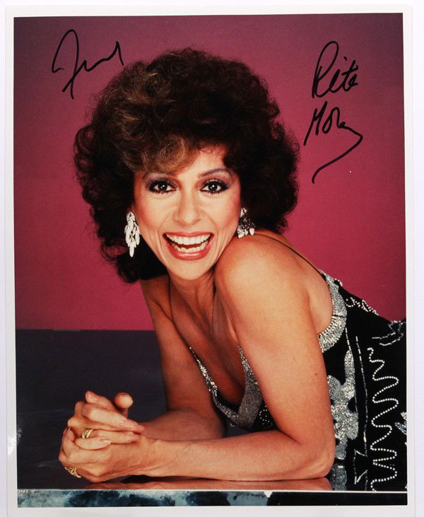 Autographed movie star photographs: (lot of 20) Associated autographed movie star photographs, including Rita Moreno, Kelly McGillis, Christopher Meloni, George Montgomery, Marsha Mason, etc., Each photograph measures 10'' x 8''