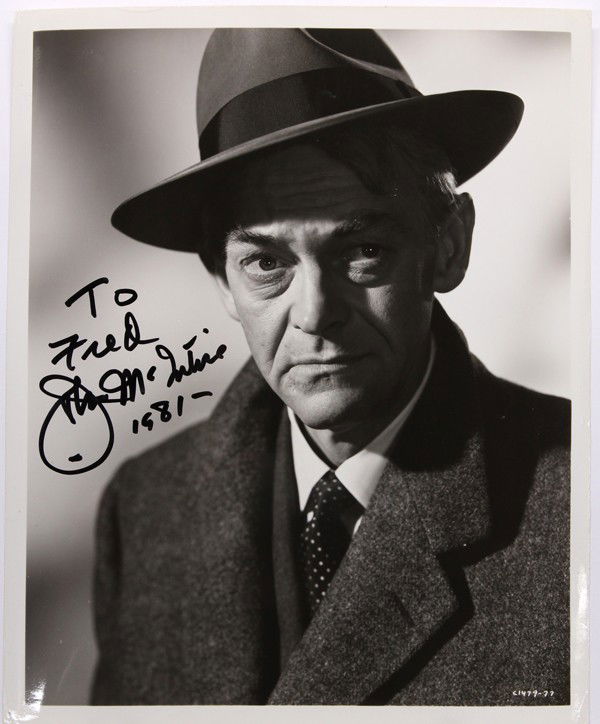 Autographed movie star photographs: (lot of 20) Associated autographed movie star photographs, including John McIntire, Roger Mosley, Vera Mills, Ian McKellen, Steve Martin, Dean Martin, etc., Worth inspection. Each photograph measures