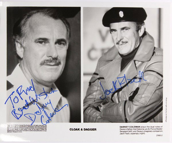 Autographed movie star photographs: (lot of 20) Associated autographed movie star photographs, including Dabney Coleman, Brad Dexter, Kirsten Dunst, 9 of Angie Dickinson, Robert Colbert, etc., each photograph 10'' x 8''