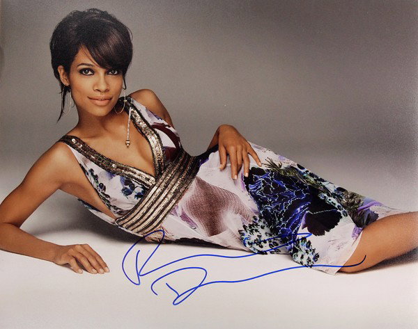 Autographed movie star photographs: (lot of 20) Associated autographed movie star photographs, including Rosario Dawson, Guy Doleman, John Dankworth, Dom DeLuise, Rodney Dangerfield, etc., each photograph 10'' x 8''