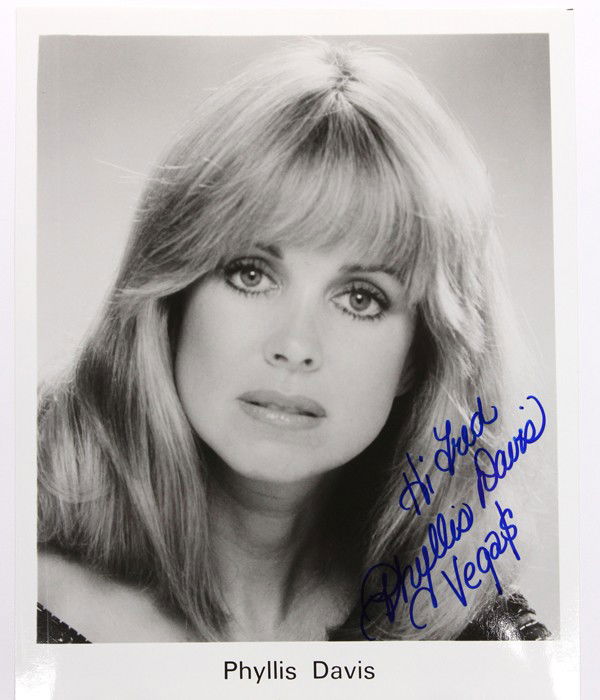 Autographed movie star photographs: (lot of 20) Associated autographed movie star photographs, including James Drury, Desmond Davis, Gerard Depardieu, Richard Devon, Alain Delon, etc., each photograph 10'' x 8''