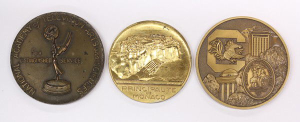 Jane Wyatt award medals: (lot of 3) Jane Wyatt award medals, including a National Academy of Television Arts and Sciences, for distinguished service, reverse: Jane Wyatt, Governor 1956, 58, Secretary 1957, 58, Co. Chair Libra