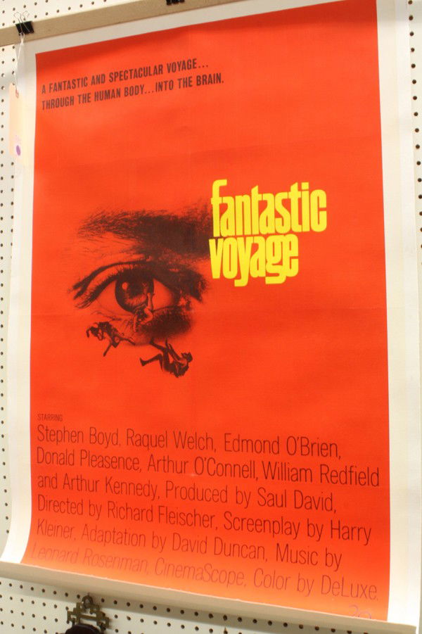 Movie posters, Fantastic Voyage & Edge of the Cit: (Lot of 2) Unframed linen-backed movie posters, ''Fantastic Voyage,'' 1966, 20th Century-Fox, starring Stephen Boyd and Raquel Welch, numbered 66/79, and ''Edge of the City,'' 1956, Metro Goldwyn-Maye