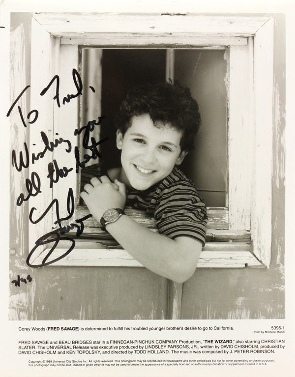 Autographed movie star photographs: (lot of 20) Associated autographed movie star and director photographs, including 6 of George Sidney, Fred Savage, Elisabeth Shue, Ally Sheedy, The Smothers Brothers, Carole Shelley, etc., worth inspe