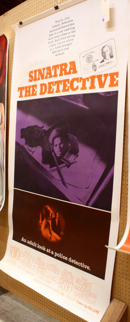 Movie Poster, The Detective: Unframed linen-backed movie poster, ''The Detective,'' 20th Century-Fox, starring Frank Sinatra, co-starring Lee Remick, Ralph Meeker, Jacqueline Bisset, Jack Klugman, and Robert Duvall, numbered 68/2