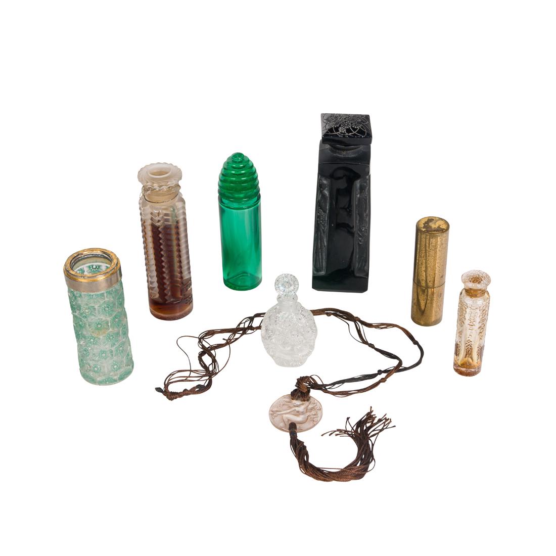 Rene Lalique, Perfume Bottles and Pendant, Lot of Seven (1 of 4)