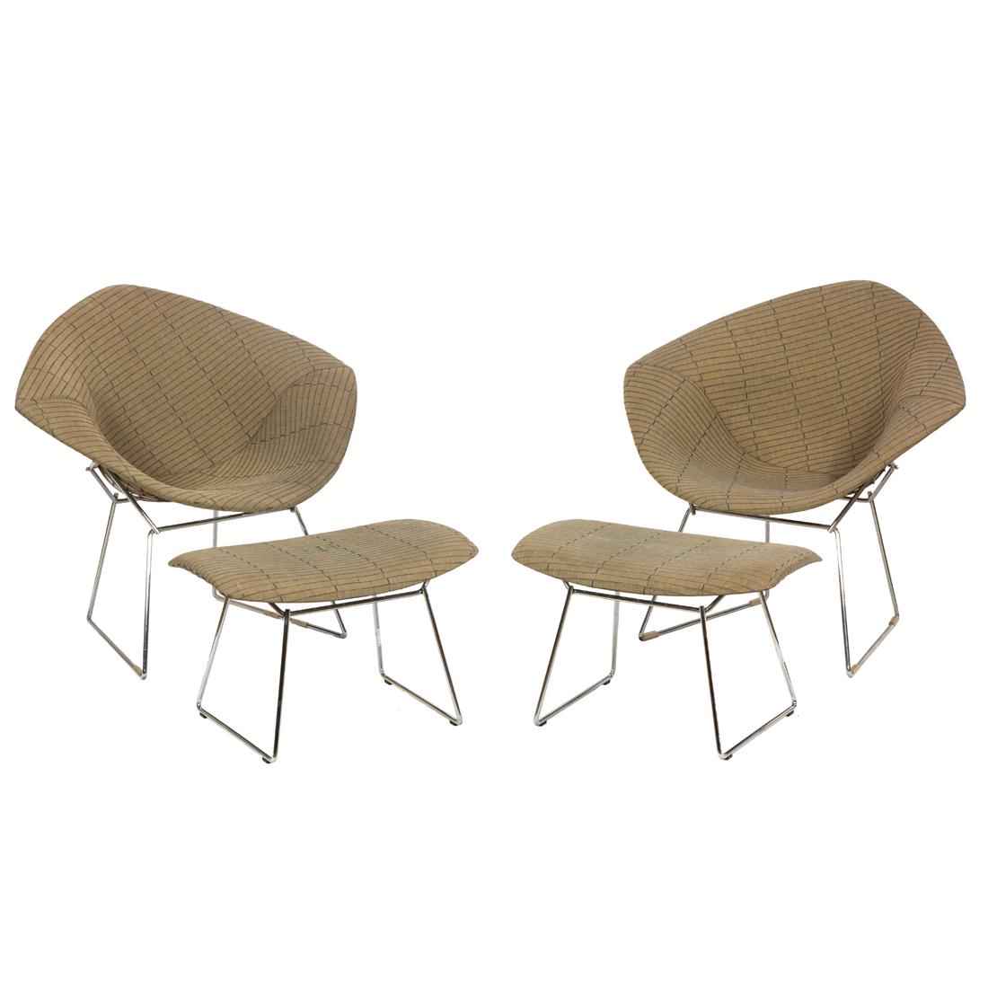 Harry Bertoia, Diamond Chairs with Ottomans, Pair (1 of 5)