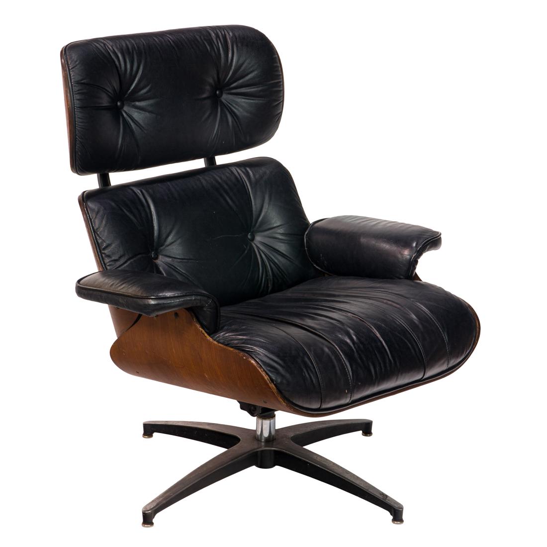 Eames Style, Lounge Chair: Eames Style, Lounge Chair USA 1980Laminated wood, vinyl39"h x 35"w x 24"d