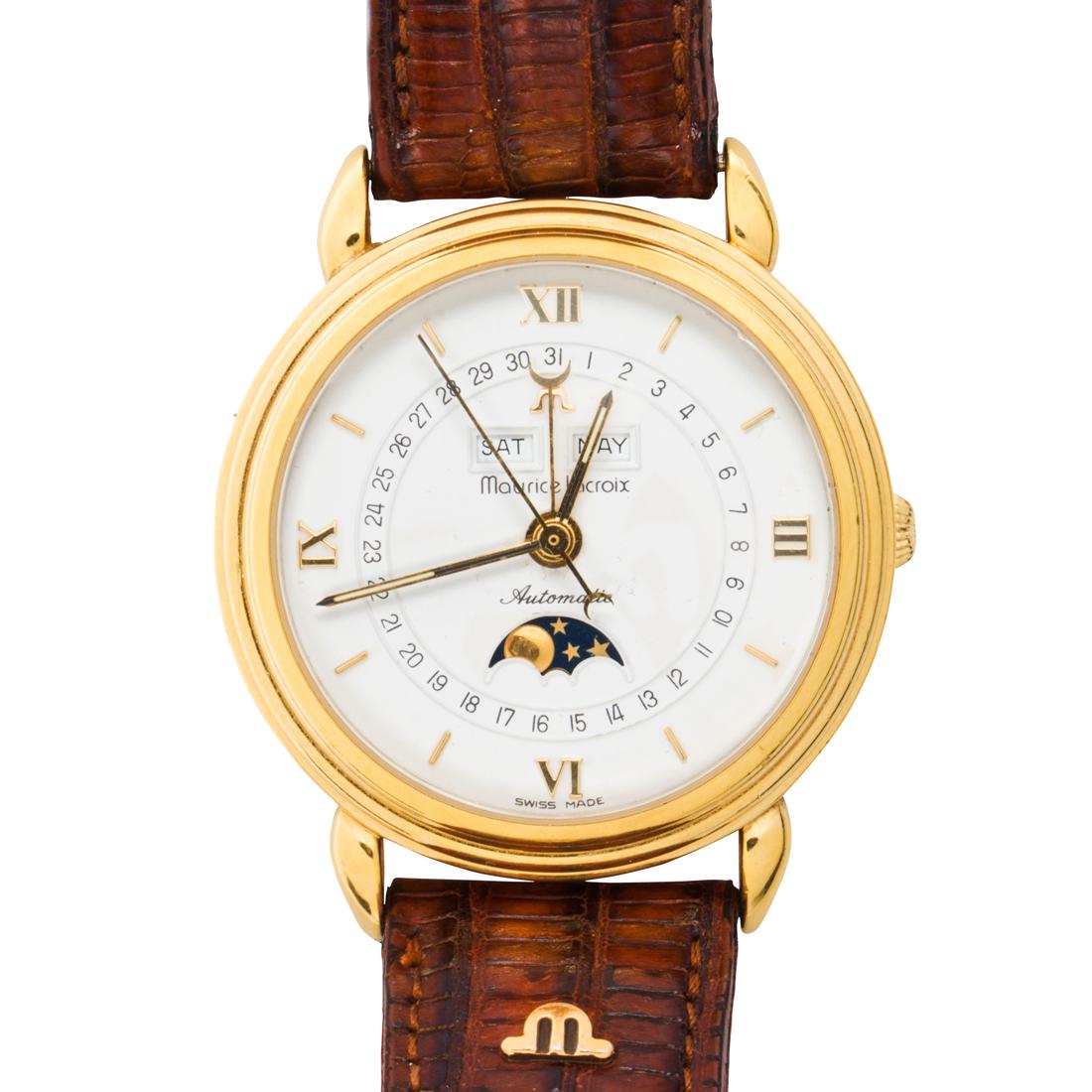 An eighteen karat gold wristwatch, Triple Calendar Moon Face, Maurice LaCroix (1 of 2)