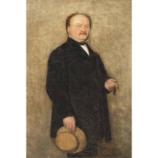 Painting, Friedrich Geselschap: Friedrich Geselschap (German, 1835-1898), Portrait of Reinhart Bornemaller, oil on canvas, sight: 15.5"h x 10.5"w, overall (with frame): 19"h x 14"w