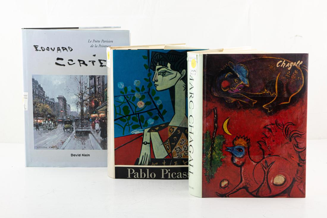 Art Books, Picasso, Chagall, Cortes: (lot of 3) Art Books, including "Pablo Picasso" by Boeck and Sabartes, "Marc Chagall" by Meyer, and Edouard Cortes by Klein. Each including original dust jacket.