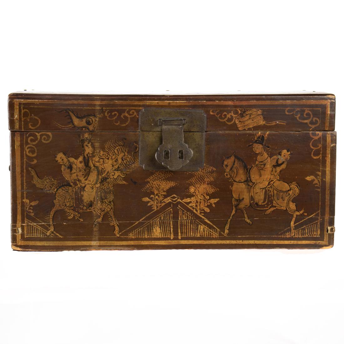 Chinese red lacquer and partial gilt decorated dowry box 5 (1 of 1)