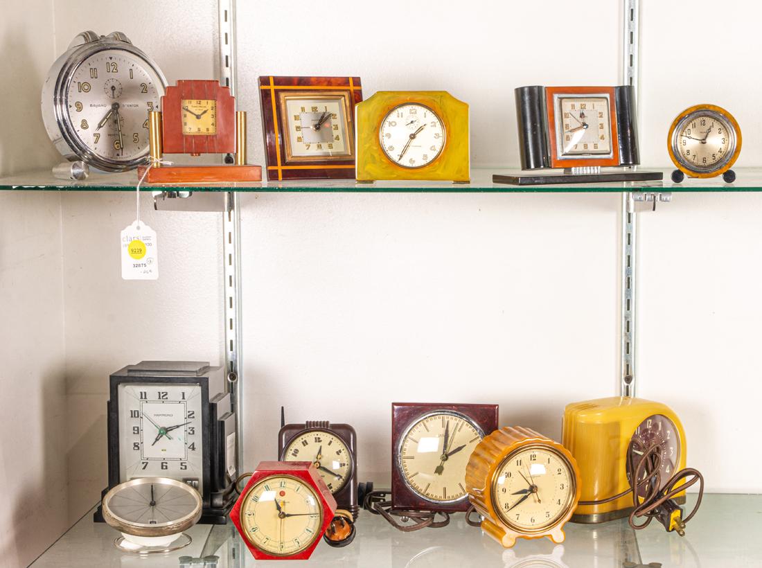 (Lot of 13) Group of mainly Art Deco Bakelite and other desk clocks (1 of 1)
