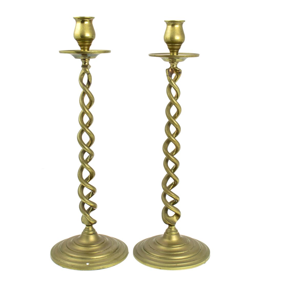 Pair of tall brass barley-twist candlesticks (1 of 1)
