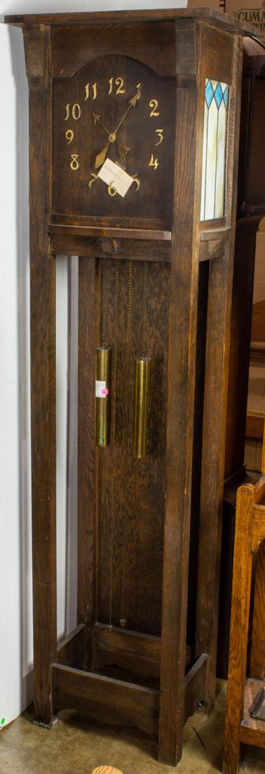 Arts and Crafts Waterbury Clock Co. oak tall case clock (1 of 1)