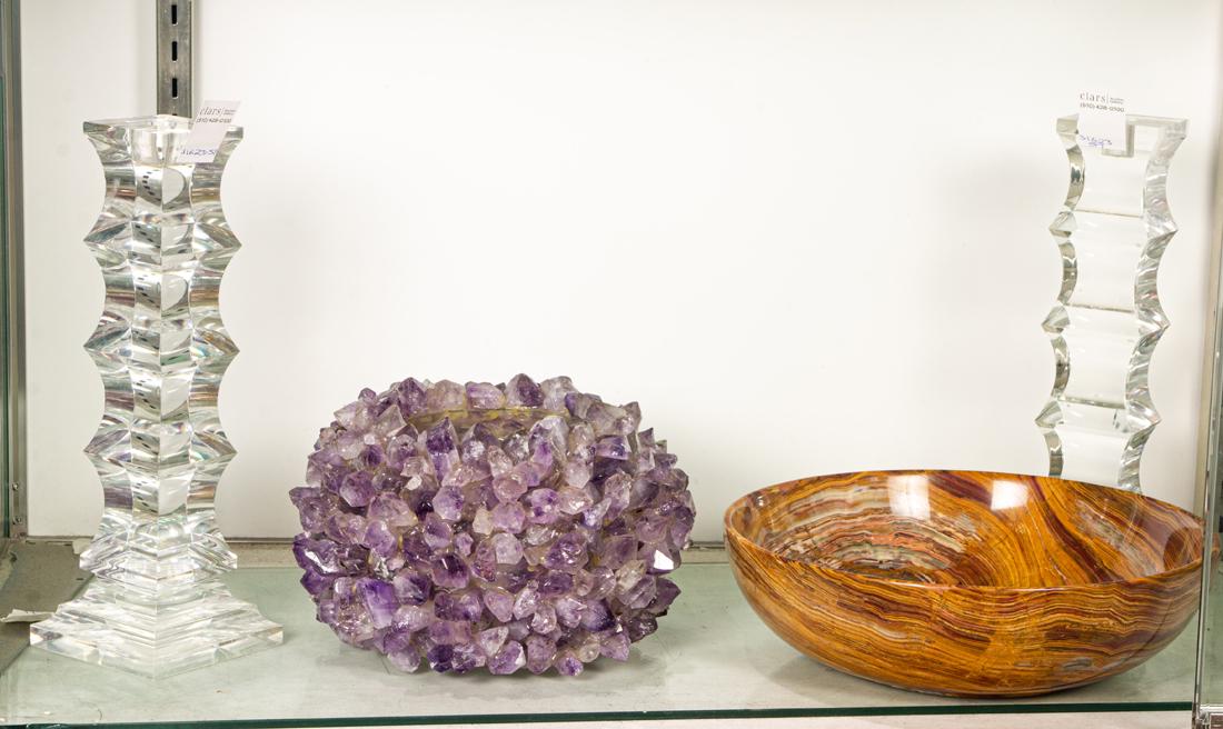 (Lot of 4) Assembled group of stone and acrylic table articles (1 of 1)