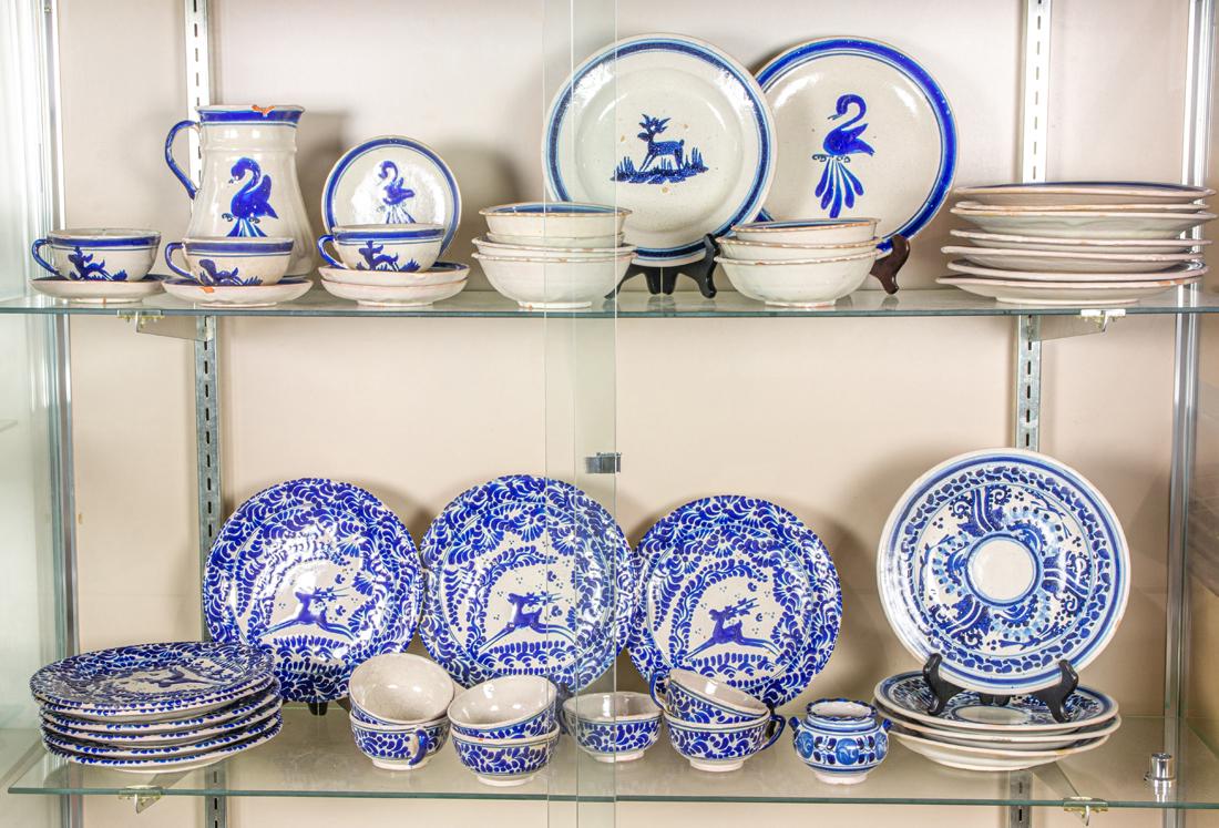 (Lot of approx 54) Mexican Talavera blue and white pottery assembled dinner service (1 of 1)