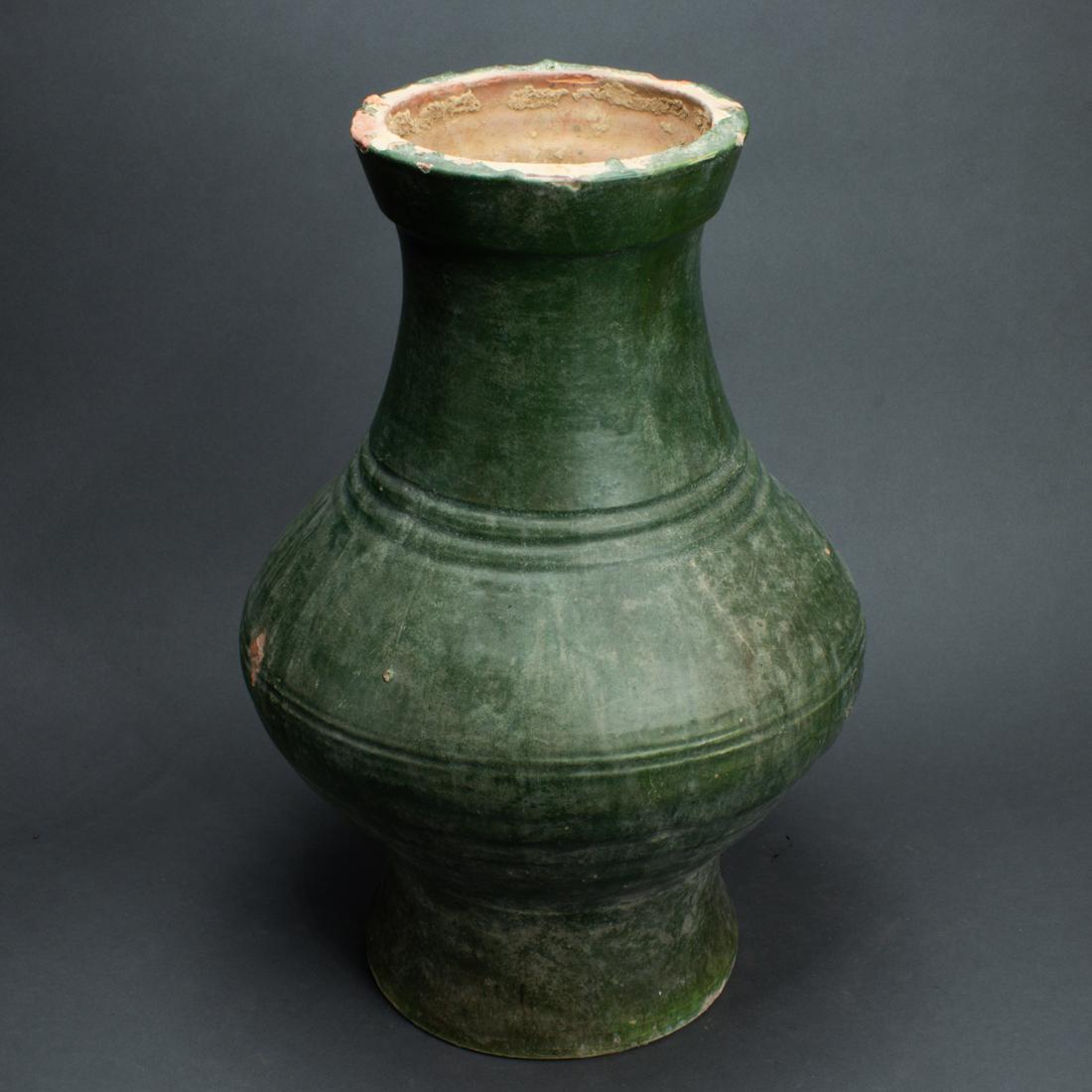 Han dynasty green glazed pottery hu form vase (1 of 2)